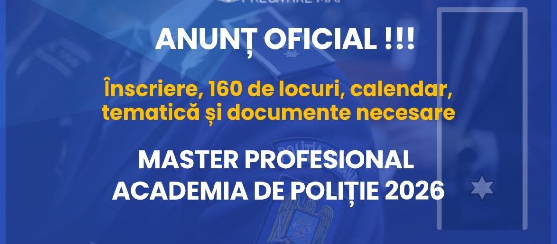 anunt concurs master profesional 2026
